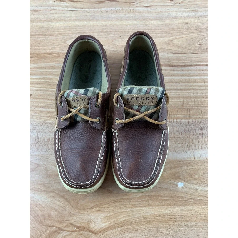 Sperry‎ Top-Sider Women 8M Brown Plaid Bluefish Boat Casual Shoes 9353632